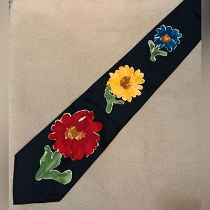 NWT Vtg HAPPY FLOWERS Save the Children Primary Colors Floral Silk Neck Tie